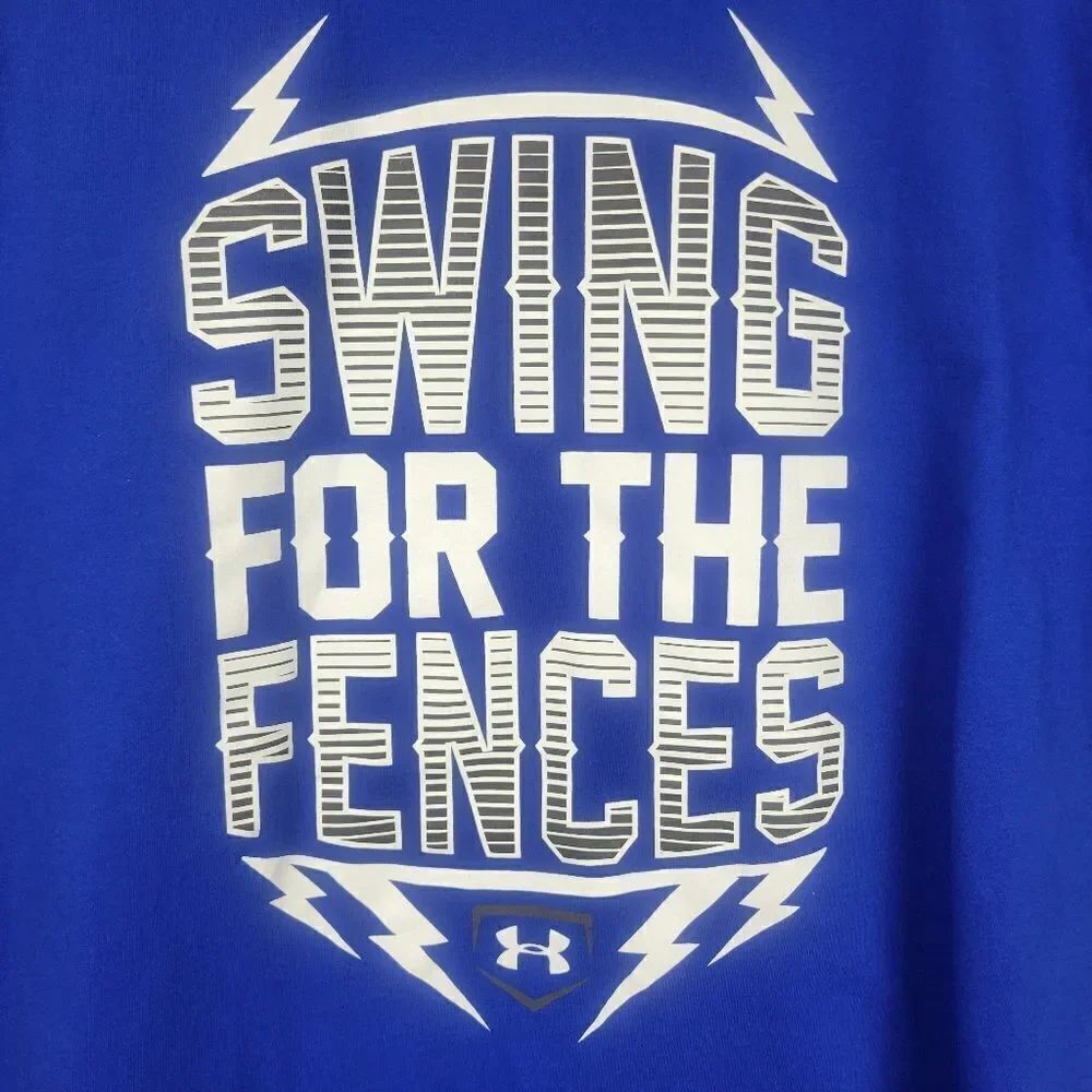 Under Armour Blue Short Sleeve T-shirt Swing for the Fences Baseball size XL - Picture 2 of 4